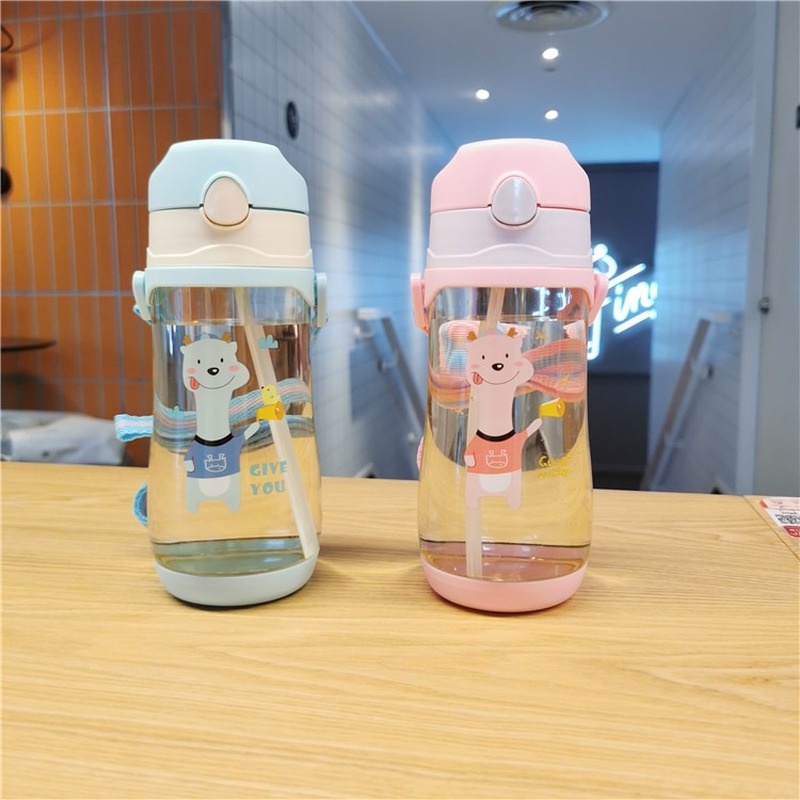 Mới Bình Nước Có Ống Hút Hình Hươu Cao Cổ 480MLMY0181