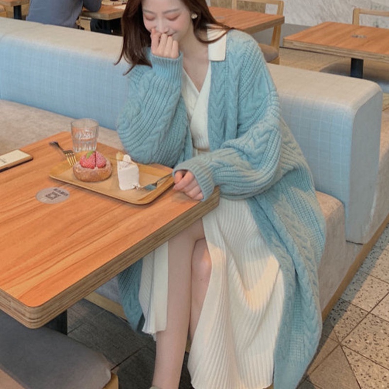 IELGY Áo Khoác cardigan Dệt Kim Họa Tiết Kim Cương Phong Cách retro Cho Nữ
