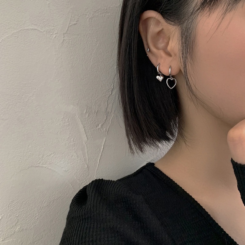 We Flower Đôi bông tai mạ bạc s925 hình trái tim xinh xắn hợp thời trang dành cho nữ