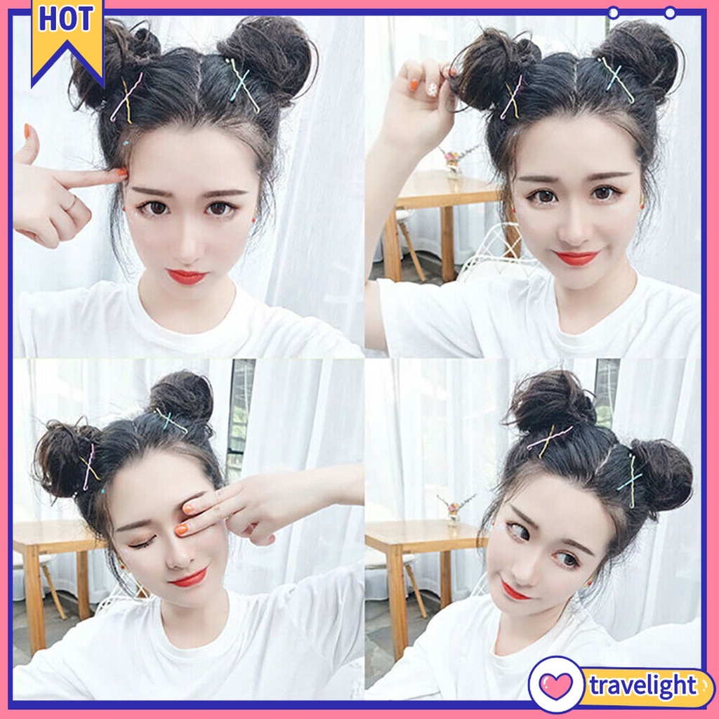 [Travelight] Búi tóc giả uốn xoăn có kẹp càng cua cố định mini