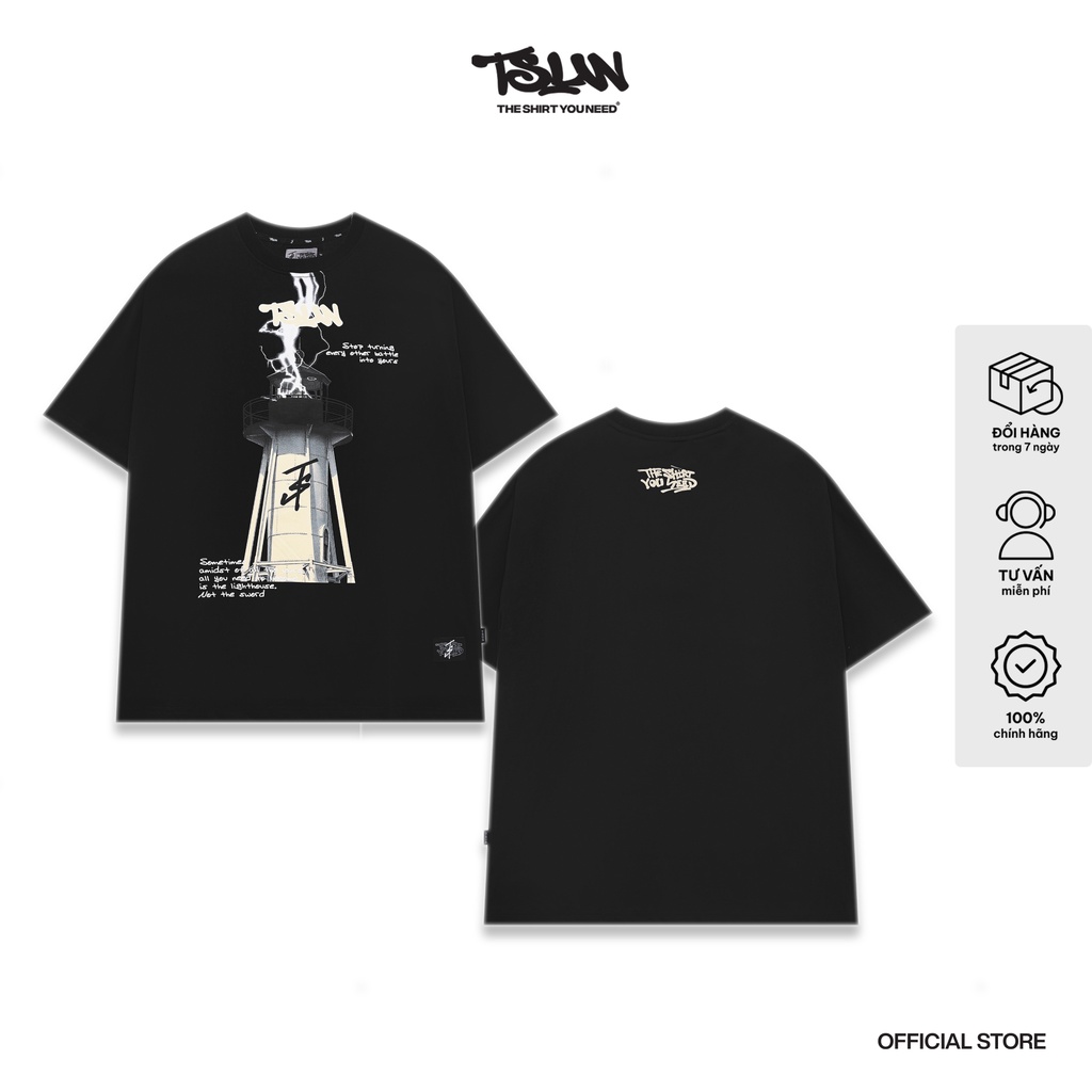 Áo Thun TSUN Lighthouse - Đen - [UNISEX] - In Kéo Lụa