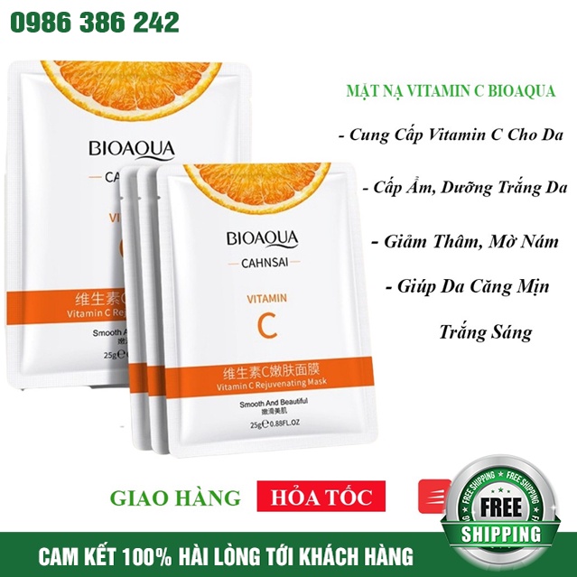 Mặt Nạ Giấy Dưỡng Da Trắng Sáng Và Làm Đều Màu Da Vitamin C Bioaqua