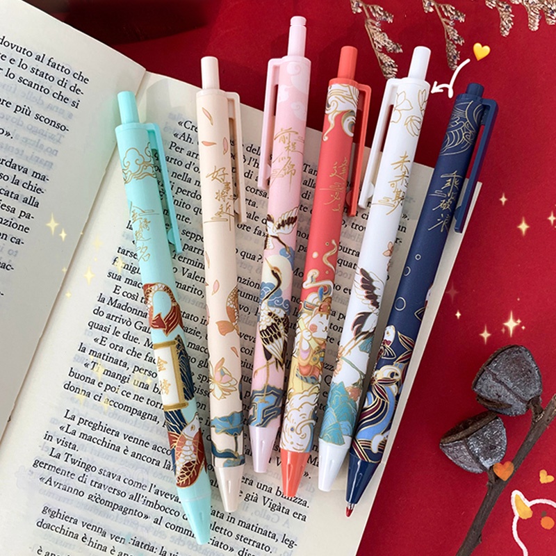 Set 6 Bút Bi Mực Đen Ngòi 0.5mm Hình Viên Đạn Độc Đáo