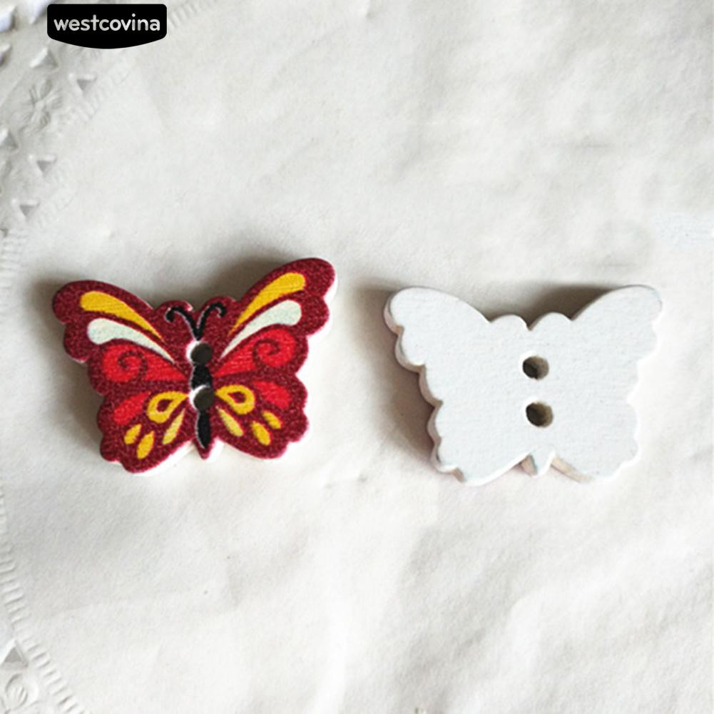 Set 50 Nút Gỗ Hình Bướm Xinh Xắn Dùng Để Trang Trí Đồ Thủ Công