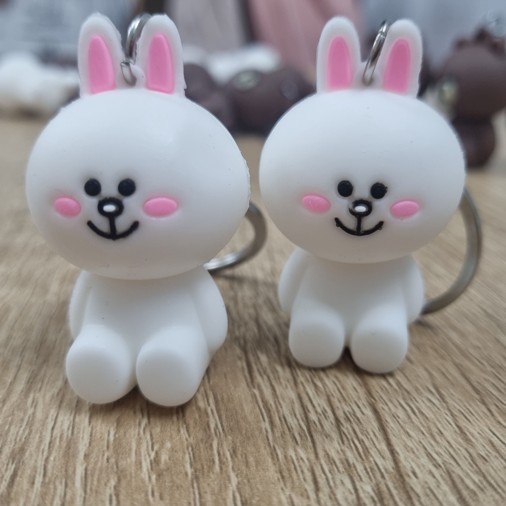 Móc khóa Brown bear and Conny rabbit Gấu Nâu và Thỏ trắng siêu đáng yêu treo balo du lịch cặp túi xách xe máy