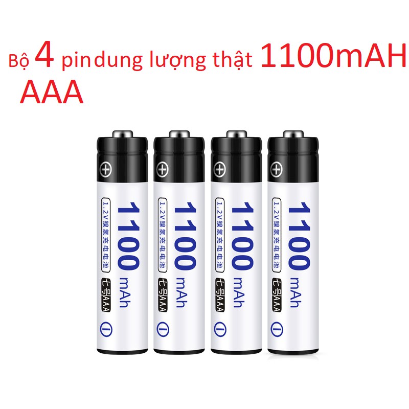 Bộ 4 pin sạc Cao cấp AAA(3A)  1100mAh 950mAh Dung lượng cao (Pin dung lượng thật ) Doublepow Pin đũa cho chuột bay