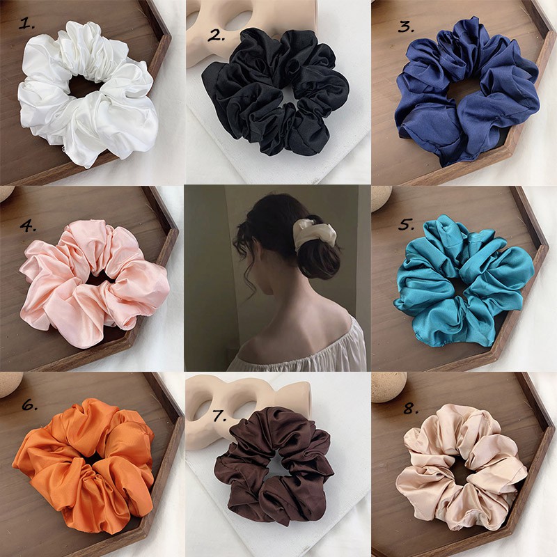 Dây Buộc Tóc Vải Satin Co Giãn Cho Nữ