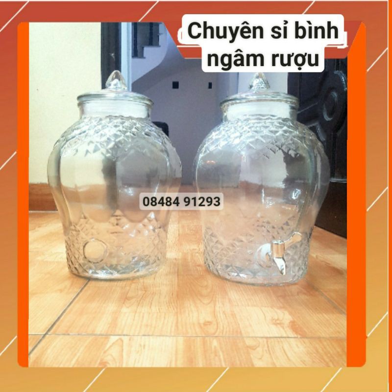 Bình ngâm rượu thủy tinh có vòi 10 lít