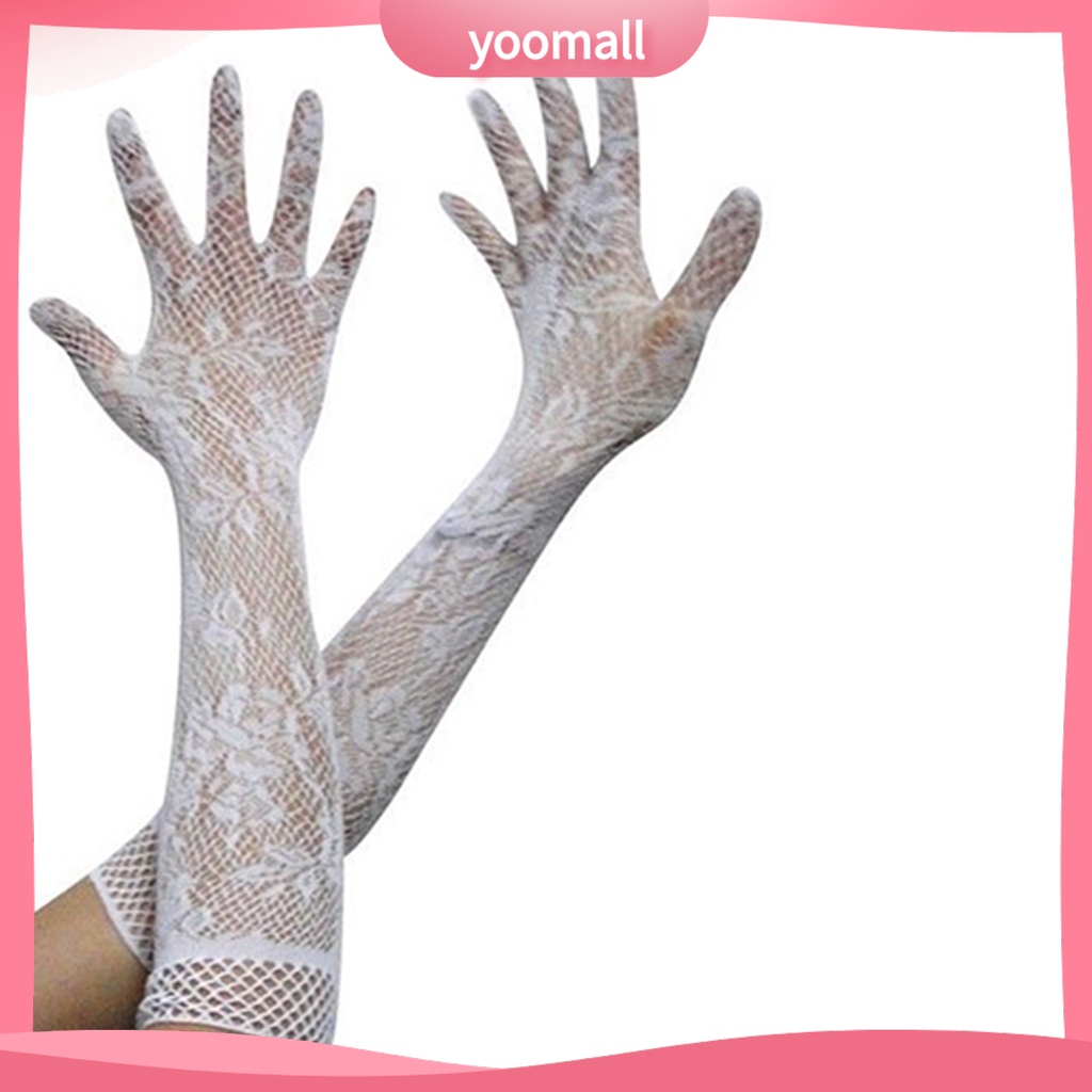 Găng Tay Dài Khuỷu Tay Phối Ren Hoa Gợi Cảm Cho Nữ