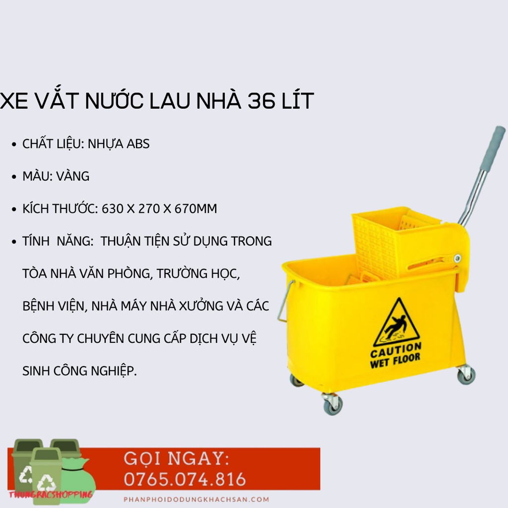 Xe vắt nước lau nhà, Xe vắt móp 20L, 36L Xe vắt nước lau nhà đơn