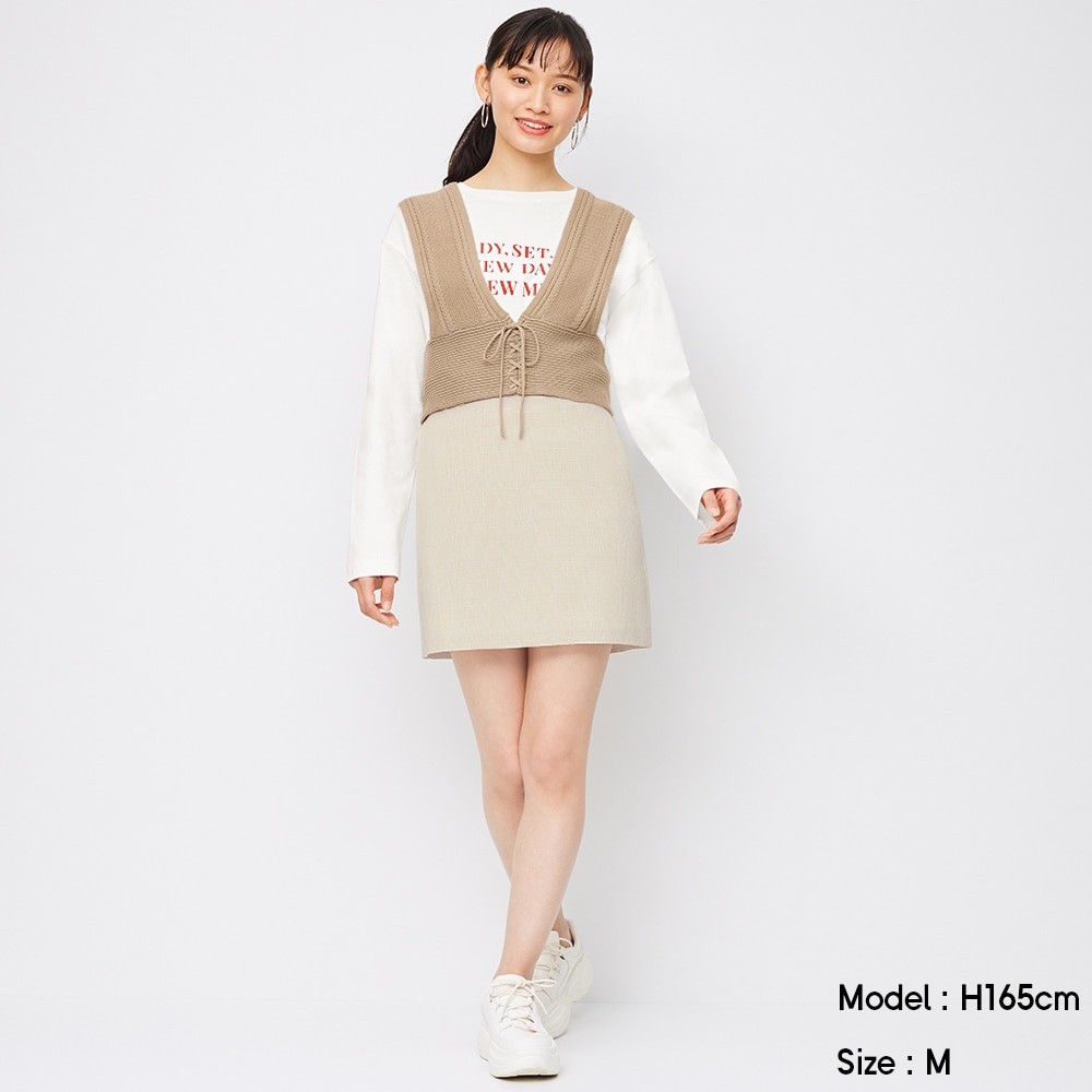 (GU Nhật chính hãng) Nữ - Chân váy ngắn kẻ caro (kẻ ô) cạp pha chun dáng chữ A | BigBuy360 - bigbuy360.vn