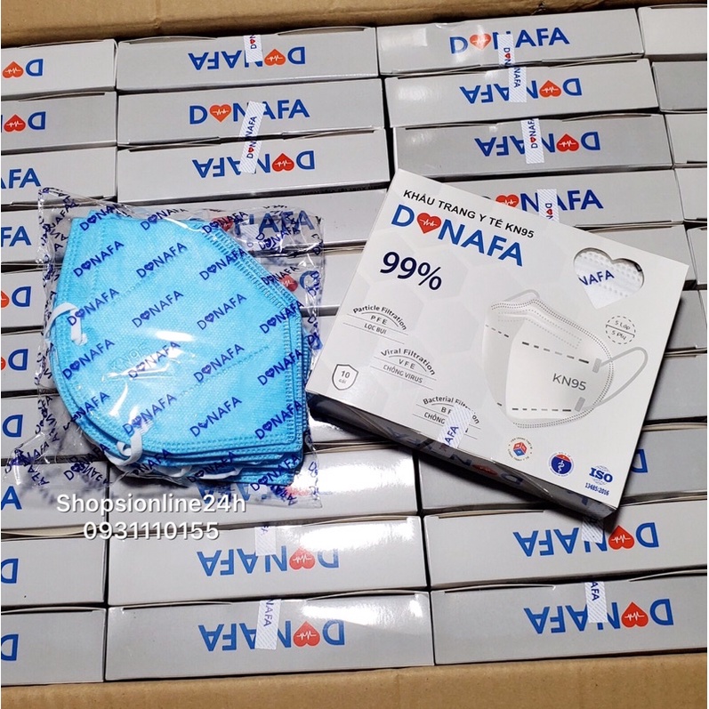 ✅ Hộp 10 khẩu trang y tế 5 lớp KN95 Donafa ( màu xanh )