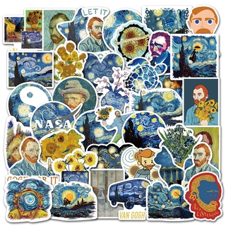 Set 40 miếng dán kiểu tranh sơn dầu Van Gogh chống nước
