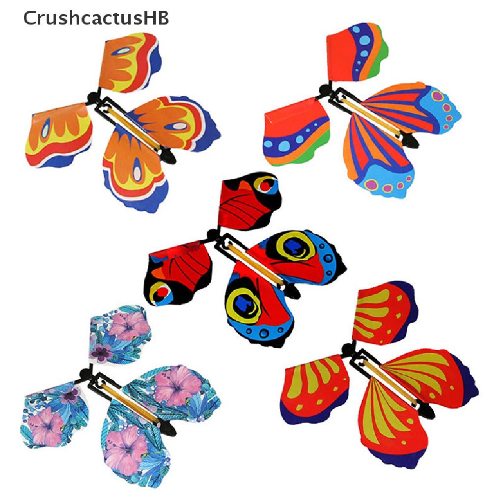 [CrushcactusHB] Magic Butterfly Flying Rubber Band Powered Wind up Toy Party Card For Funny Gift Hot Sell