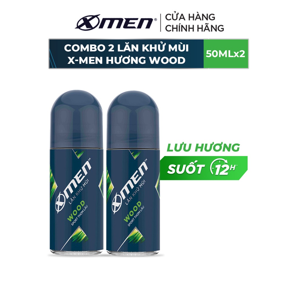 Combo 2 lăn khử mùi X-Men Hương Wood 50ml/chai