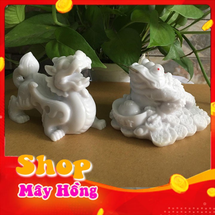 Combo tỳ hưu phong thủy - thiềm thừ tài lộc màu trắng mang tài lộc