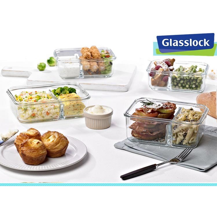 Bộ Lunchset GLASSLOCK gồm  490ml + 210ml và hộp chia ngăn 1000ml  kèm túi giữ nhiệt