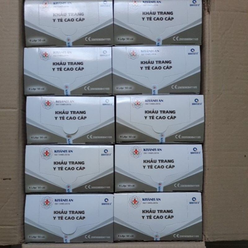 Khẩu trang Xám Khánh An 4 lớp Túi 10 cái Hộp 50 cái | BigBuy360 - bigbuy360.vn