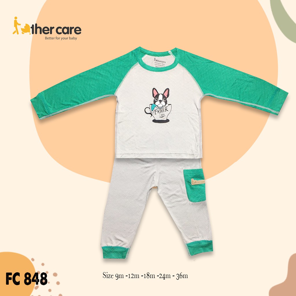 Bộ Quần áo trẻ em FatherCare Raglan DT - Cún tách trà FC848