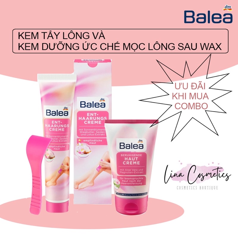 Kem tẩy lông và kem dưỡng ức chế mọc lông sau wax Balea Đức