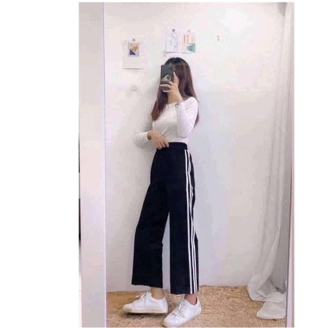 Quần 3 sọc ống rộng