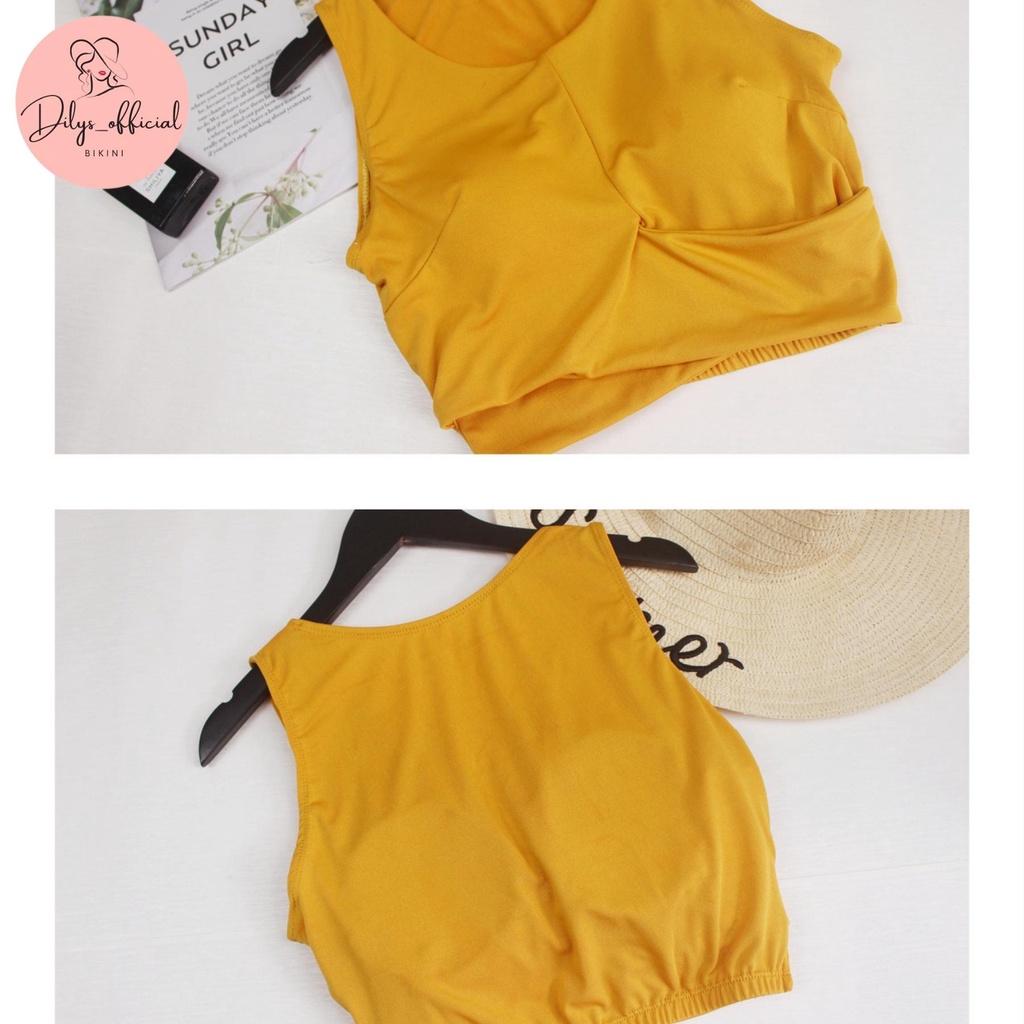 Bikini 3 món đi biển kín đáo DILYS BK37, Đồ bơi nữ phong cách hàn quốc áo 3 lỗ có quần kèm chân váy trẻ trung