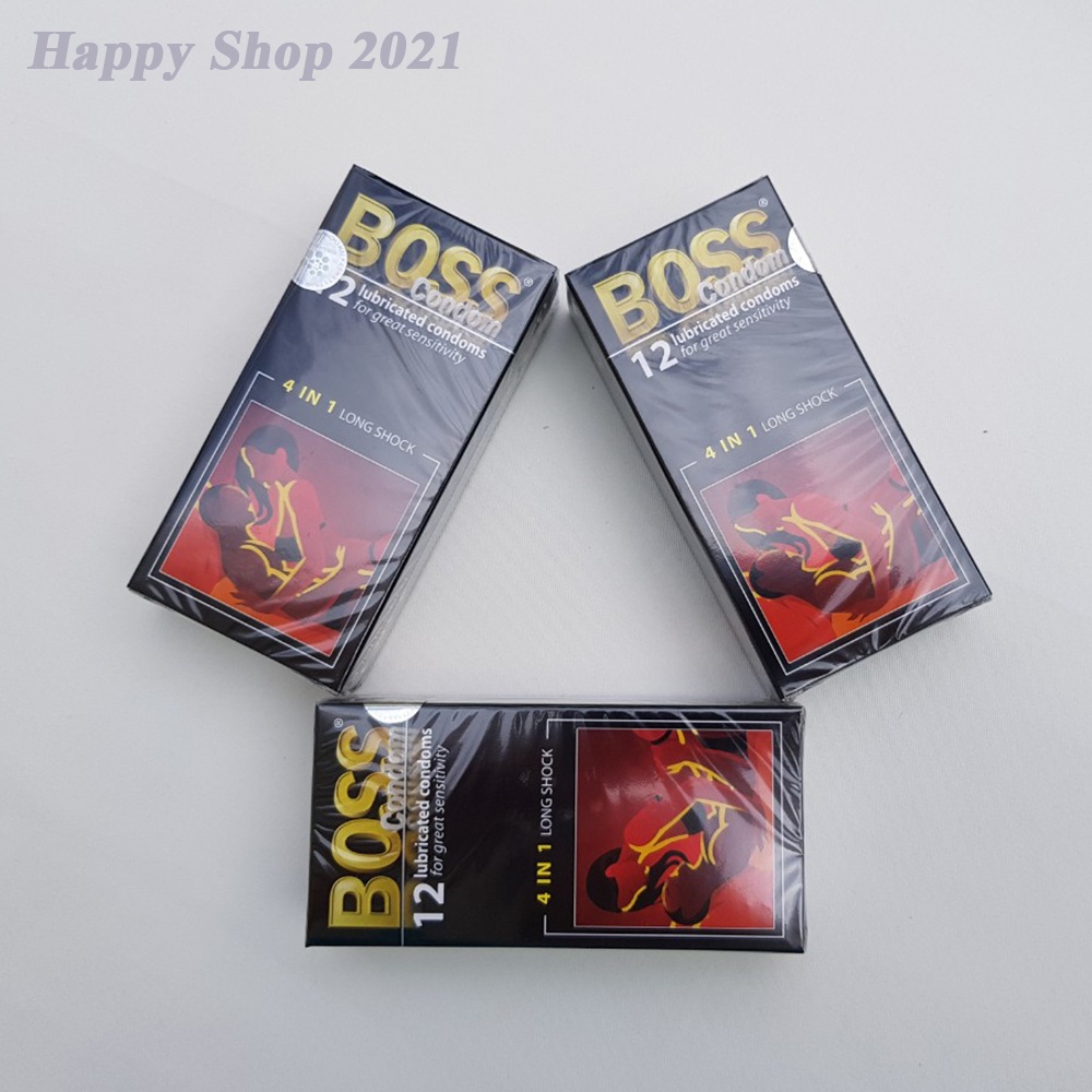Combo 3 hộp bao cao su Boss 12  - bao kéo dài thời gian - gân - gai li ti