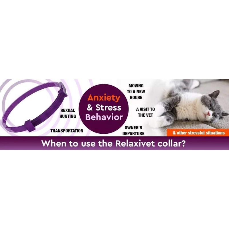 Vòng đeo cổ giảm căng thẳng cho mèo Relaxivet - nhập Nga (40cm)