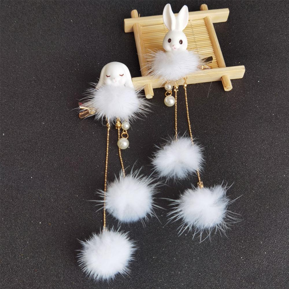 Kẹp Tóc Hình Thỏ Tua Rua Siêu Nữ Tính