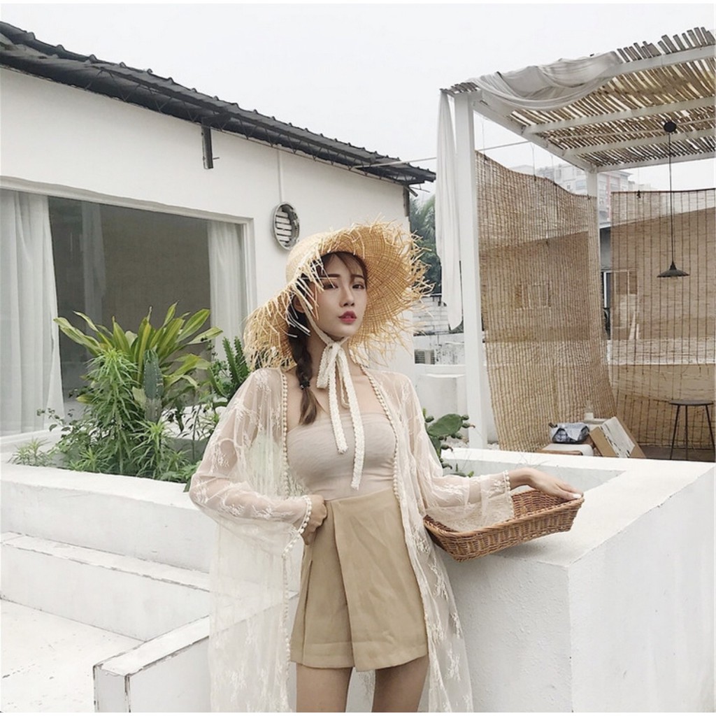Áo Khoác Ren Lưới Dài Đi Biển cardigan mỏng KRD02