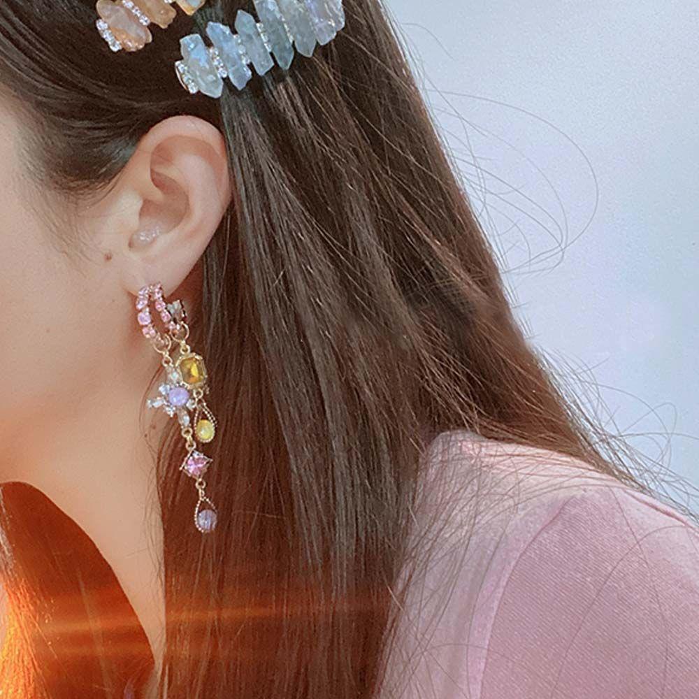 QQMALL Khuyên Tai Tua Rua Hình Thánh Giá Phong Cách Retro Thời Trang Cho Nữ|Khuyên Tai Lủng Lẳng Hình Học