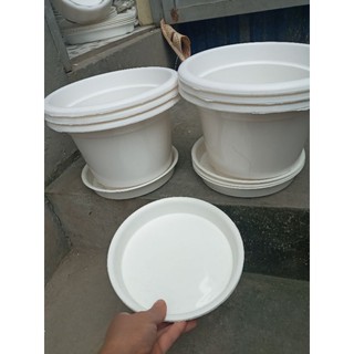 30 cái chậu trắng tròn kèm đĩa phi 24cm x16cm