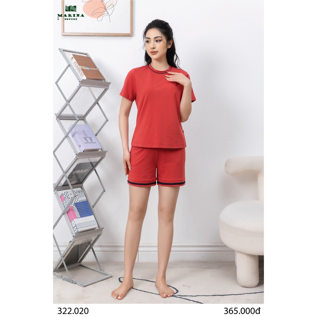 Đồ Bộ Nữ Mặc Nhà MARINA NGUYỄN, Thiết Kế Cổ Tròn, Tay Ngắn Độc Đáo, Vải Cotton Mềm Mịn, Thoáng Mát 322020