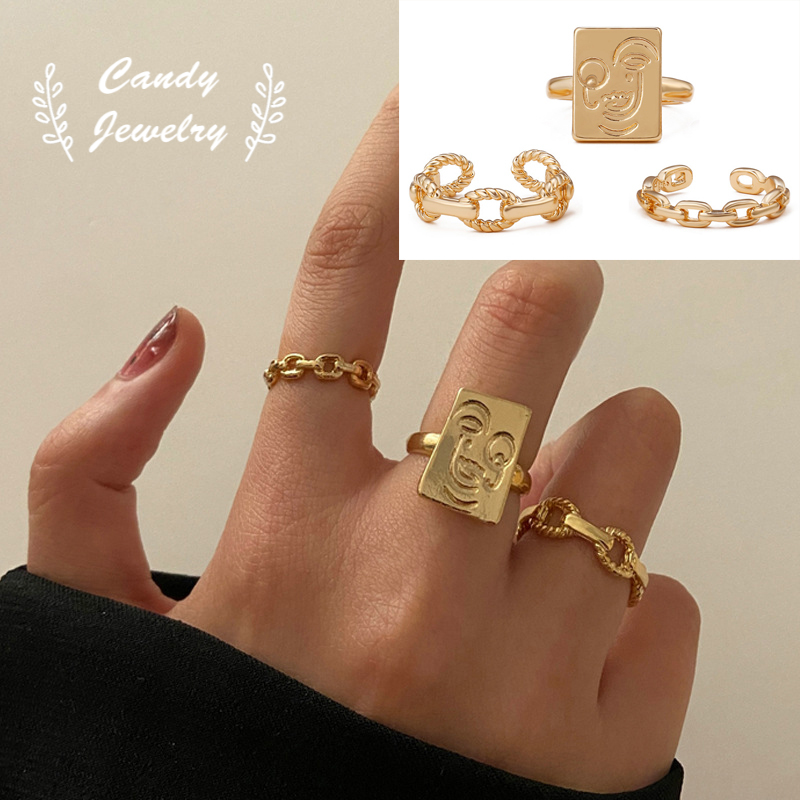 3pcs/set Korean Elegant Gold Finger Ring Fashion Retro Twist Woven Ring Simple Women Jewelry Accessories Trendy