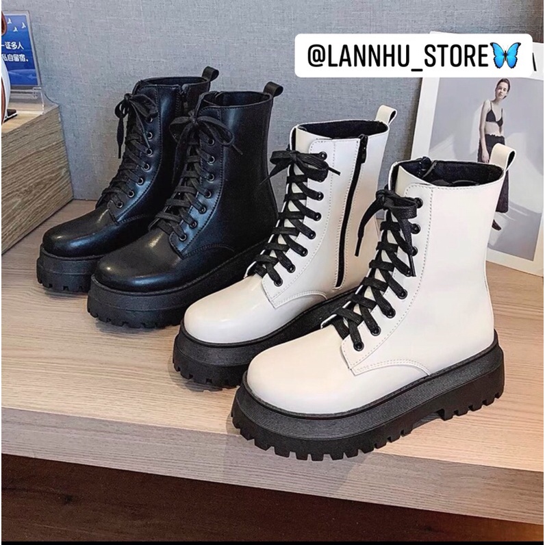 (SẴN SIZE CÓ THỂ ĐẶT)Giày cao cổ chiến binh 21cm-đế 5,5cm  bản ngắn 2 màu chất xỉu(ảnh thật shop chụp)