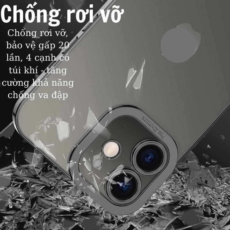 Ốp lưng trong suốt không ố vàng viền màu, Iphone Xs max sang trọng X/Xs/11/11pro/11promax/12/12pro/12promax/13/13p/13pm