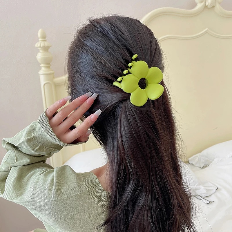 Kẹp Tóc Càng Cua Bằng Nhựa Acrylic Hình Bông Hoa Màu Kẹo Cỡ Lớn Thời Trang