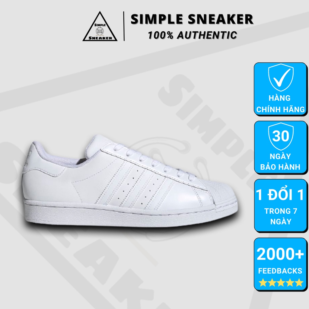 Giày Superstar Chính Hãng FREESHIP Adidas Super Star Trắng All White Chuẩn Auth- Giày Thể Thao Adidas - Simple Sneaker
