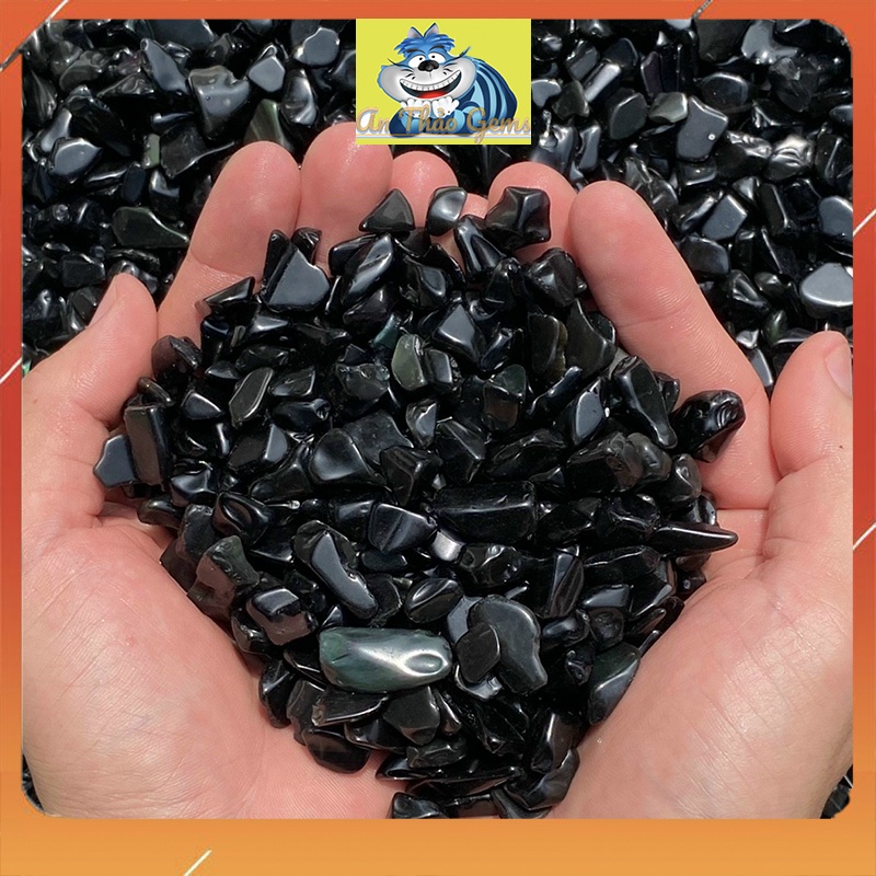 Đá Vụn Màu Đen- Obsidian, Đá Thanh Tẩy, Vụn Đá Phong Thuỷ Dùng Trang Trí, Thả Bể Cá, Làm Đồ Vật May Mắn