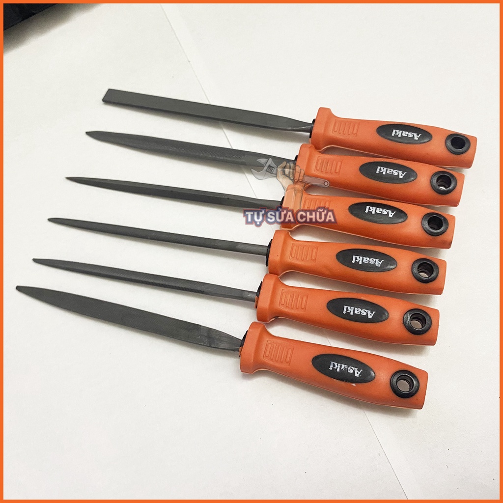 Bộ 6 dũa mài kim loại hợp kim 4x160mm Asaki AK-3899, bộ giũa mài đa năng thép carbon T2 chống mài mòn, dũa mini cao cấp