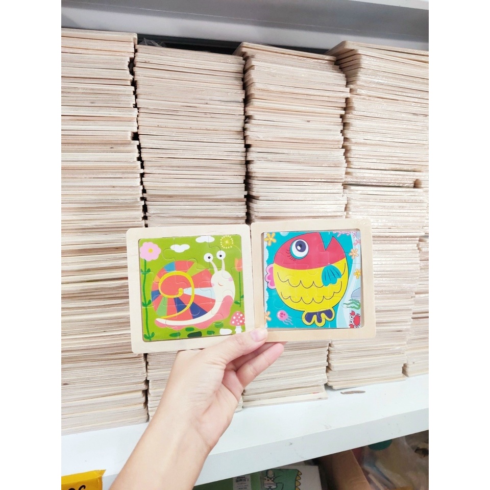 Đồ chơi xếp hình lắp ráp tranh ghép gỗ 9 mảnh ngộ nghĩnh