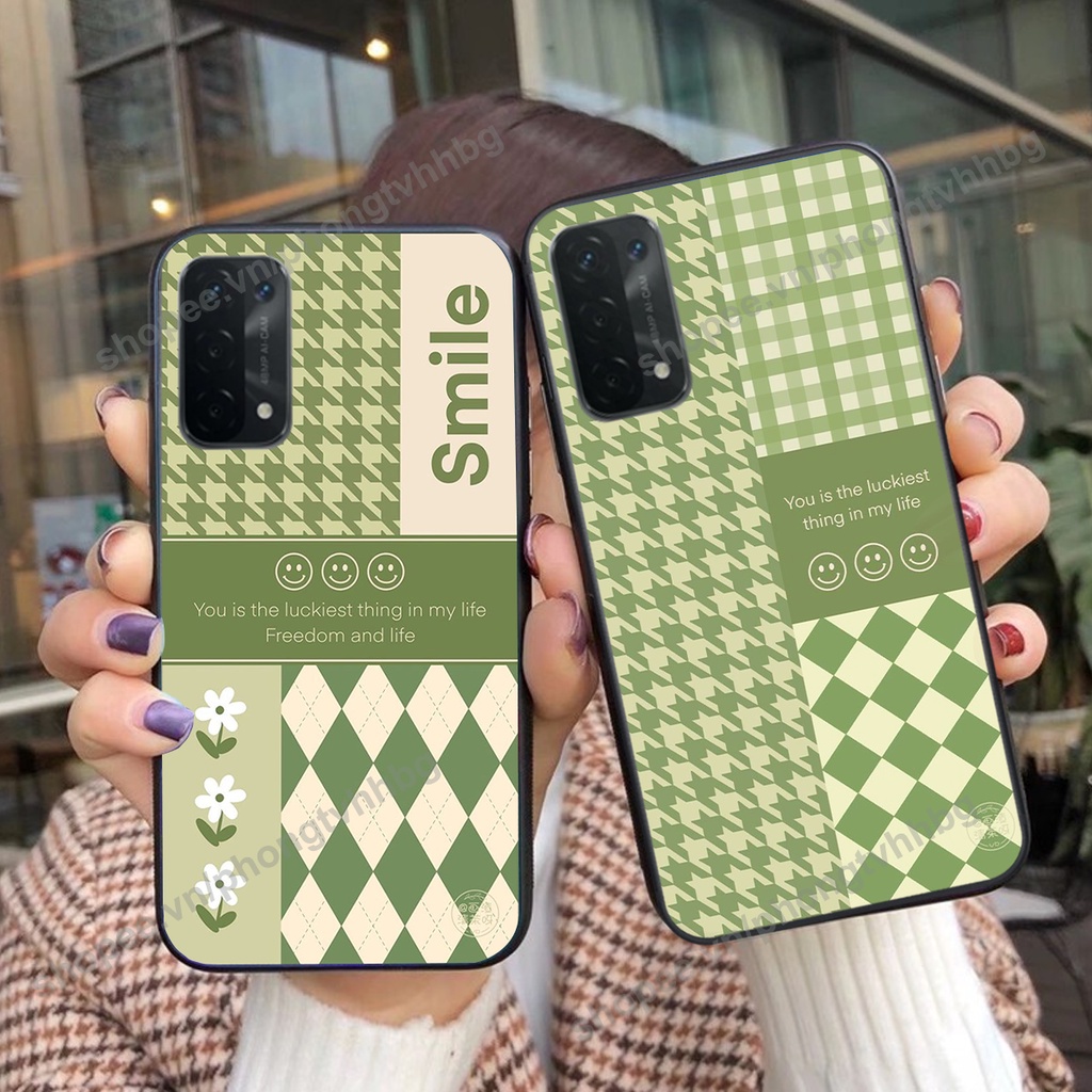 Ốp lưng Oppo A54 / A55 4G / A55 5G trái tim gấu thể thao , smile mặt cười cực cute