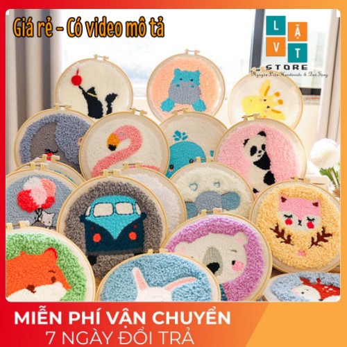 Bộ Thêu Len Xù Trang Trí Decor rất đẹp - Punch Needle - Có Video hướng dẫn cơ bản