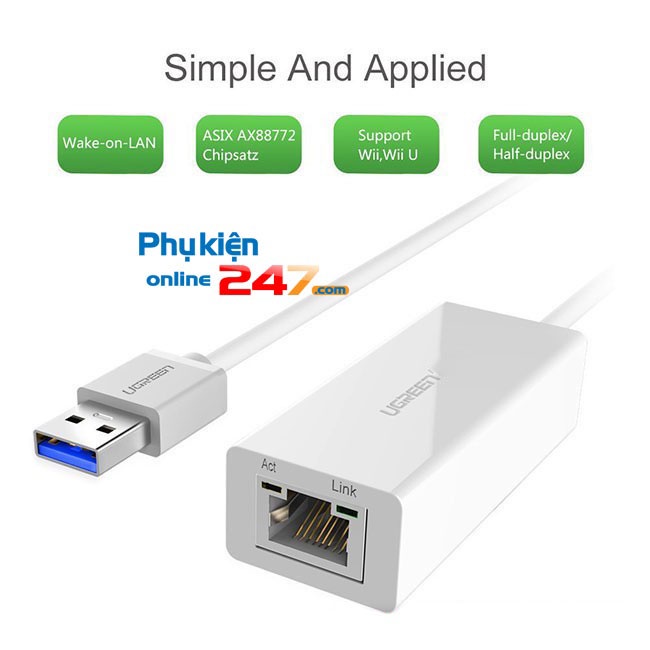 Cáp kết nối dây mạng LAN cho MacAir qua cổng USB