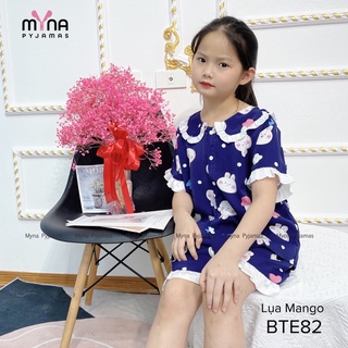 Bộ Pijama trẻ em cộc đùi cổ bèo chất lụa mango mềm mịn ( size từ 15 - 40kg)