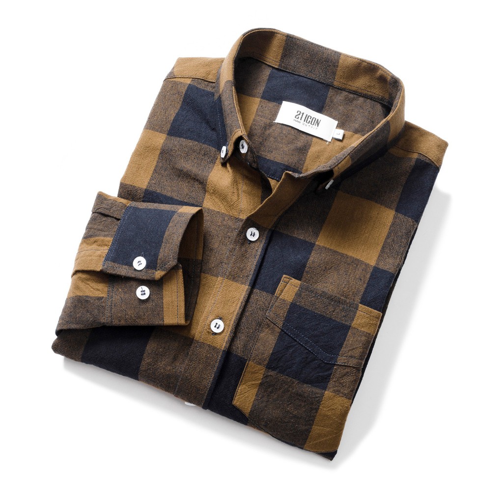 Áo sơ mi nam DOUBLE'D form Slim fit họa tiết kẻ caro vuông SC2VANG00 | BigBuy360 - bigbuy360.vn