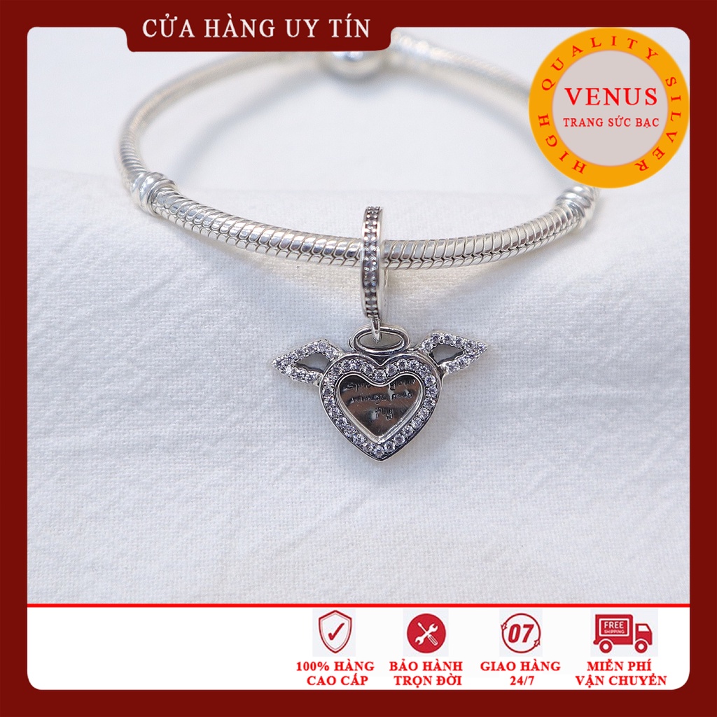 Charm treo tim cánh bạc 925- Trang sức bạc Venus