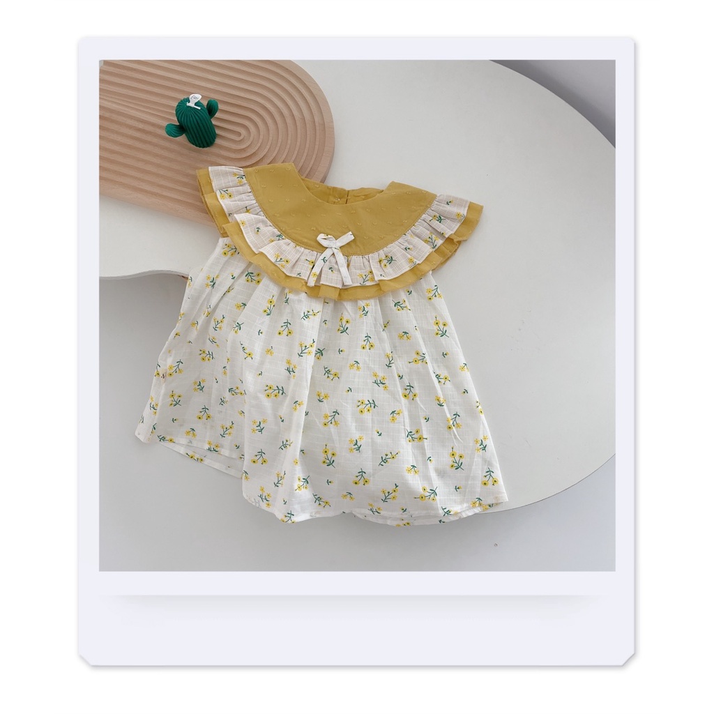 Váy hè họa tiết hoa nhí cổ bèo to cho bé gái 8-19kg (6 tháng-6 tuổi) - MaiMaiShop- Ảnh thật