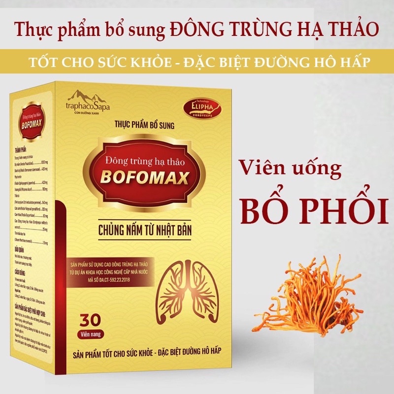 Viên Bofomax Đông Trùng Hạ Thảo Bổ Phổi, Giảm Ho TraphacoSapa (30 viên)