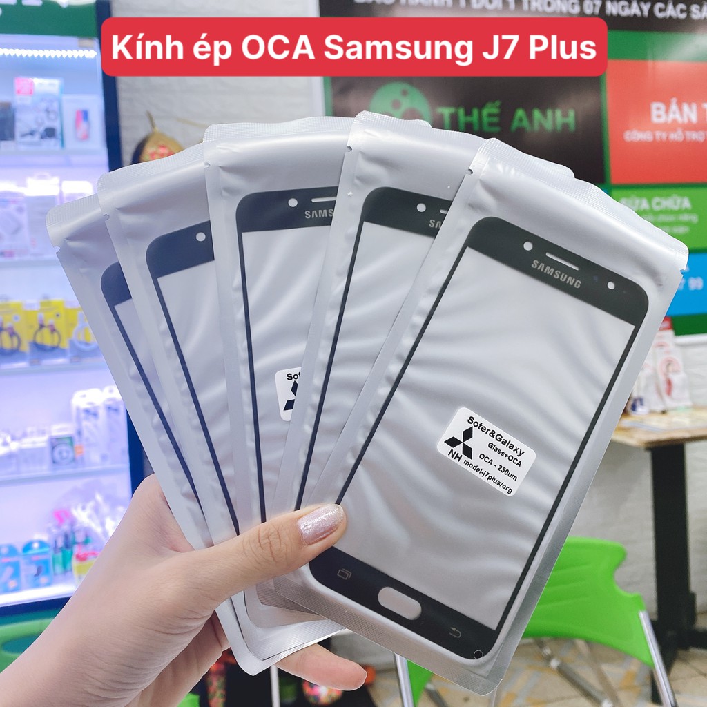 Kính ép màn hình có sẵn keo Samsung J7 plus OCA chất lượng , giá tốt